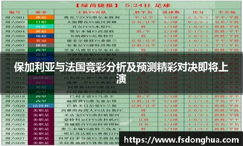 保加利亚与法国竞彩分析及预测精彩对决即将上演